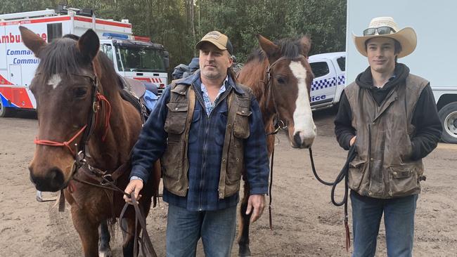 Kilmore resident Corbin Mundy and his dad joined the search on horseback. Picture: Brianna Travers