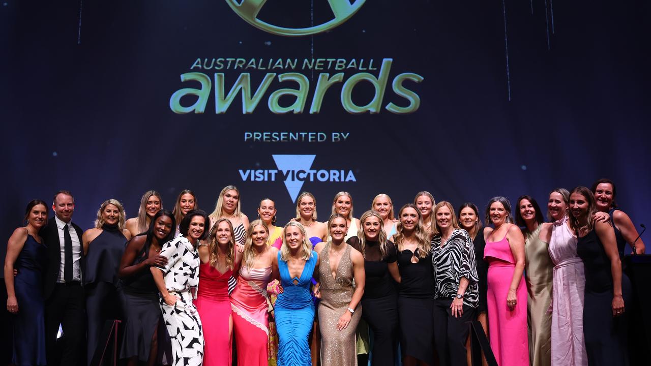 The 2023 World Cup Diamonds and staff on Saturday night. Picture: Graham Denholm/Getty Images