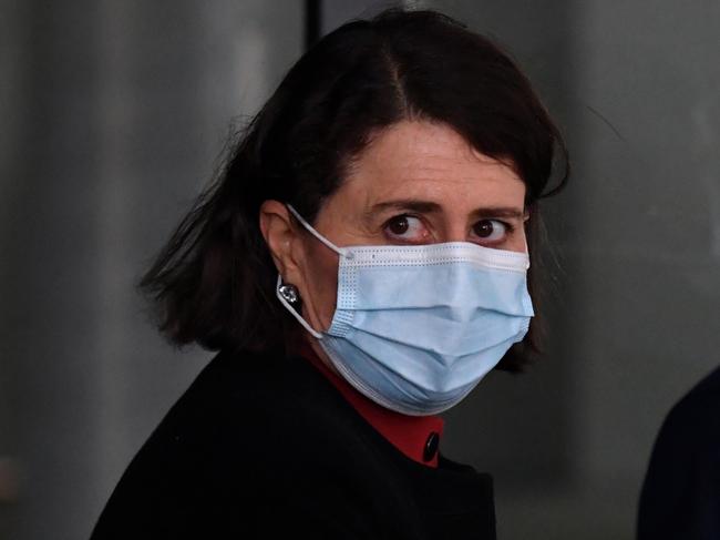 SYDNEY, AUSTRALIA - JULY 21: NSW Premier Gladys Berejiklian leaves after a press conference to provide a COVID-19 update on July 21, 2021 in Sydney, Australia. NSW recorded 110 new locally acquired cases of COVID-19 in the 24 hours to 8pm last night. NSW is under strict lockdown as the state continues to record new community COVID-19 cases and work to stop the spread of the highly infectious delta coronavirus strain in the community. (Photo by Mick Tsikas - Pool/Getty Images)