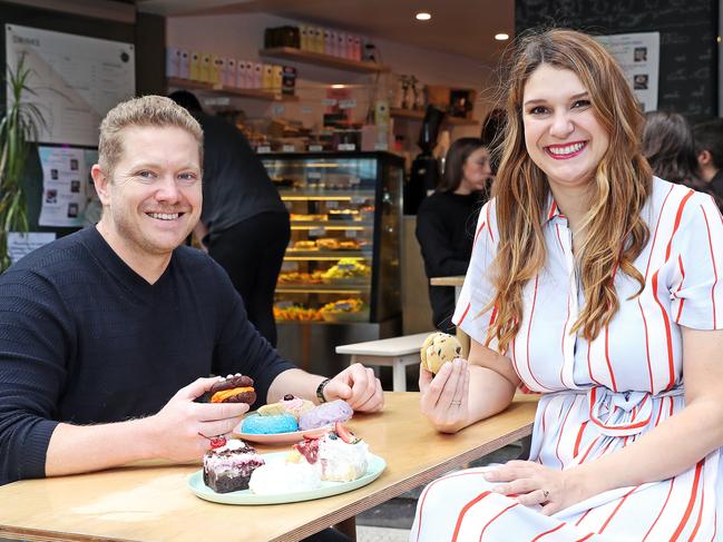 Sina Klug and Jacques Dumont, who are the owners of Nutie Donuts Cafe in Balmain and Surry Hills. Picture: Tim Hunter