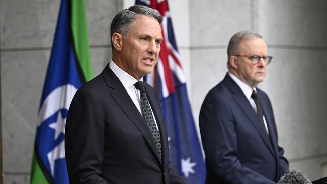 Richard Marles says Labor will ‘act in our national interest’ as it mulls a response to US tariffs on steel and aluminium. Picture: NewsWire / Martin Ollman