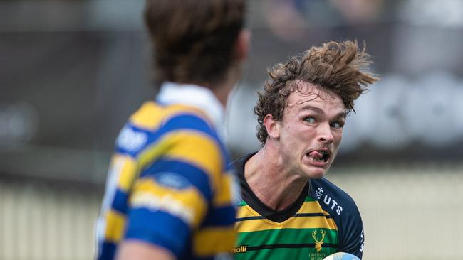 25/04/25. News Local. Sport. Camperdown, Sydney, NSW.Pics by Julian Andrews.Action pictures from the 1st Colts RFU match between Sydney University and Gordon in Camperdown.Picture shows:Uni player: Gordon player: Archie McGurk has his game face on