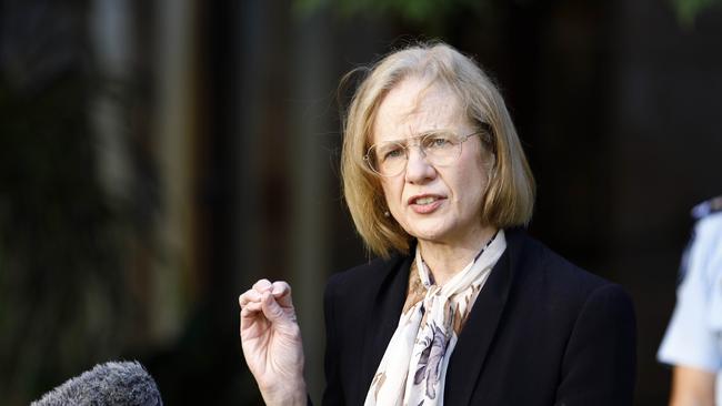 Queensland Chief health officer Dr Jeannette Young expressed alarm at the number of potential exposure sites in the cluster. Picture: NCA NewsWire/Tertius Pickard