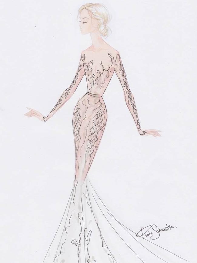 The TV wedding dress sketched by Adelaide designer Paolo Sebastian. Picture: Supplied