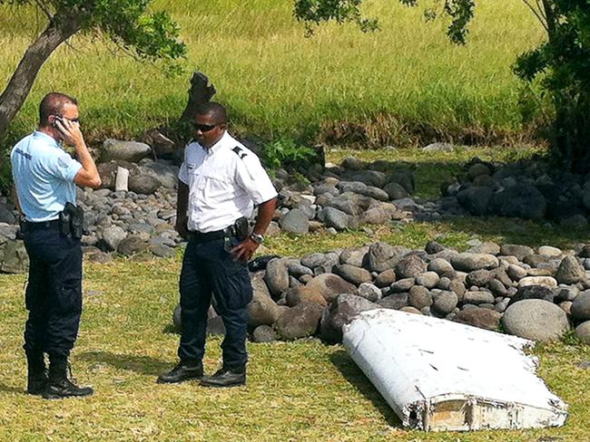 Debris later identified from missing Malaysia Airlines plane MH370, found on the French Reunion Island. Picture: AFP