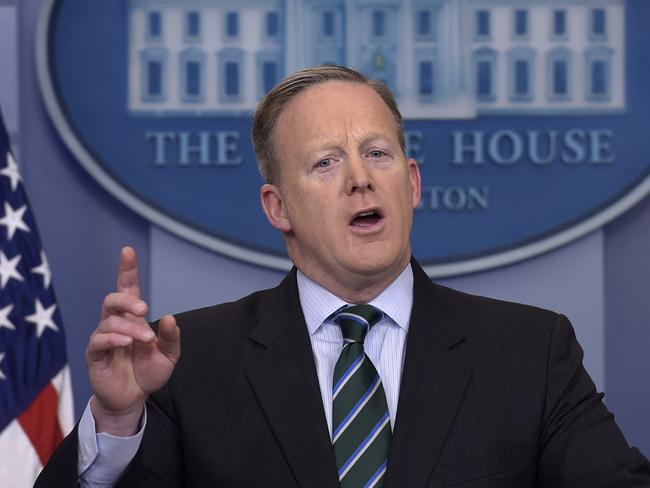 White House Press Secretary Sean Spicer speaks during the daily briefing at the White House in Washington. Picture: AP