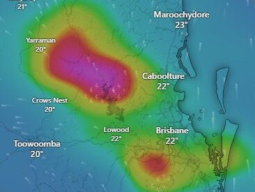 Dangerous thunderstorms are possible for large parts of South East Queensland today. Picture: Windy