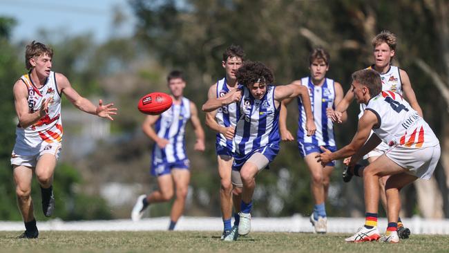 QAFL Colts action between the Mt Gravatt Vultures and Noosa at Mt Gravatt on May 24, 2025. Picture: Stephen Archer.