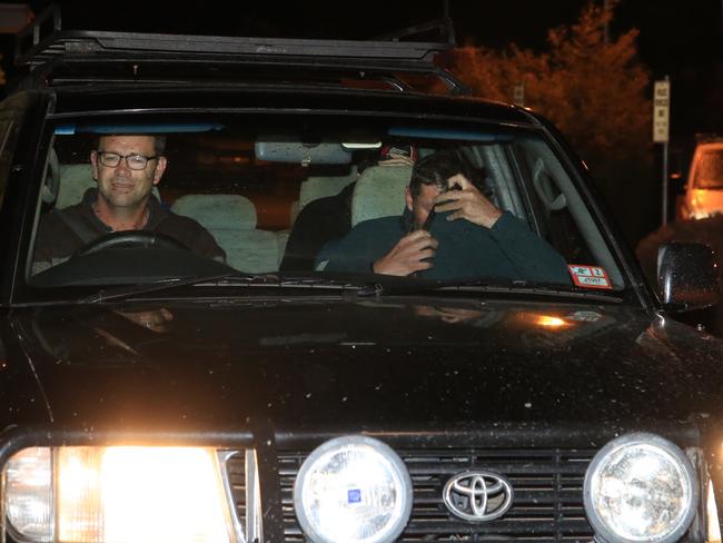 Mark Tromp is driven out of the Wangaratta Police station by a relative.