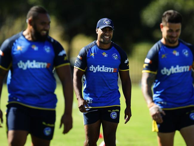 Michael Jennings during an Eels training session. Pic Brett Costello