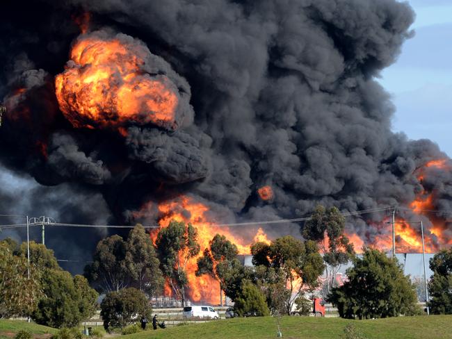 The blast sparks an enormous blaze. Picture: Andrew Henshaw