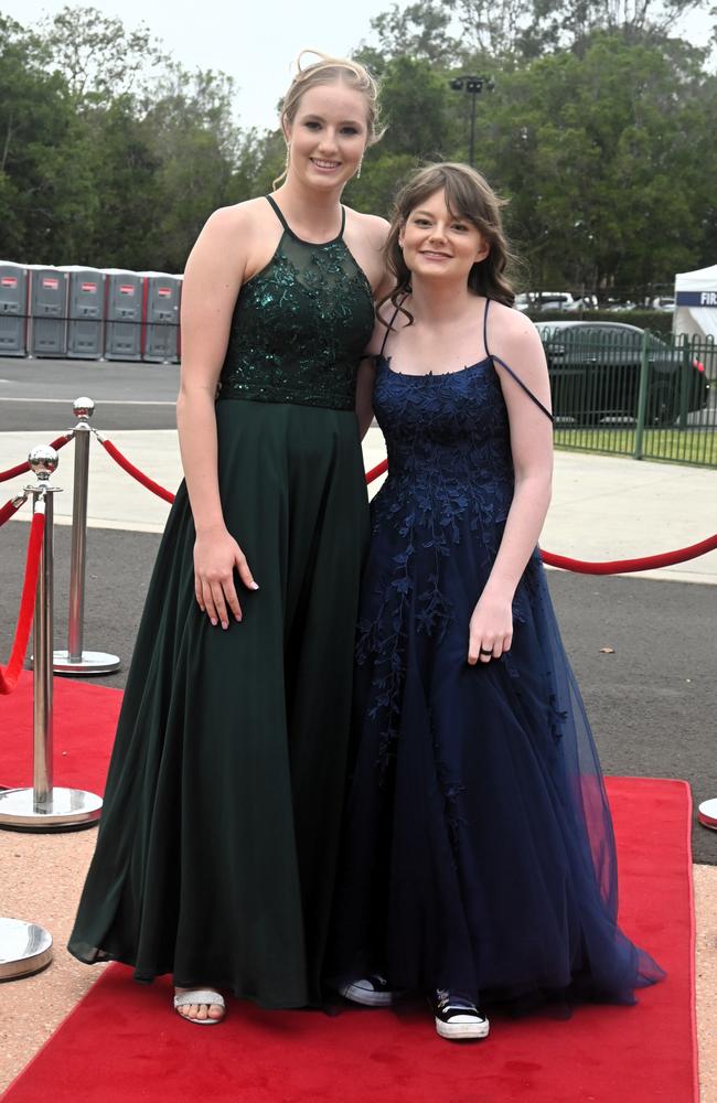 Grace Steven and Georgia Fergusson at Pacific Lutheran College 2023 formal. Picture: Tegan Annett