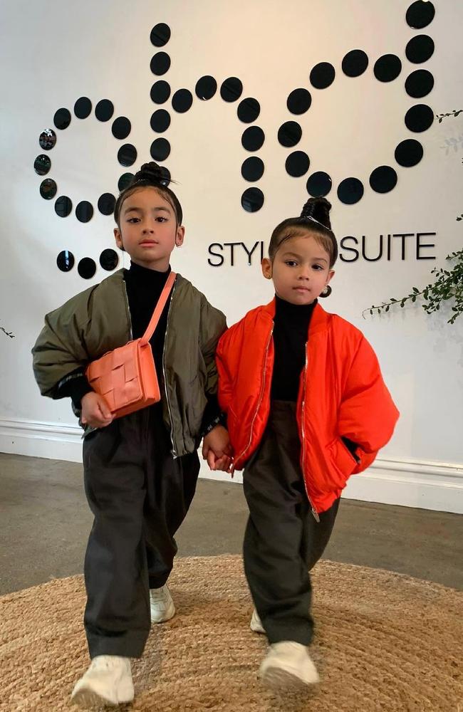 Mia and Tatiana, dubbed ‘Australia’s youngest influencers’ attended Afterpay’s Australia Fashion Week on Tuesday. Picture: Instagram/miaxtati