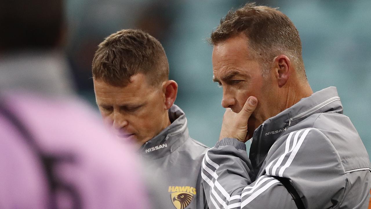 Hawthorn coach Alastair Clarkson has defended his criticism of the umpiring in his side’s loss to Sydney. (Photo by Ryan Pierse/AFL Photos/via Getty Images)
