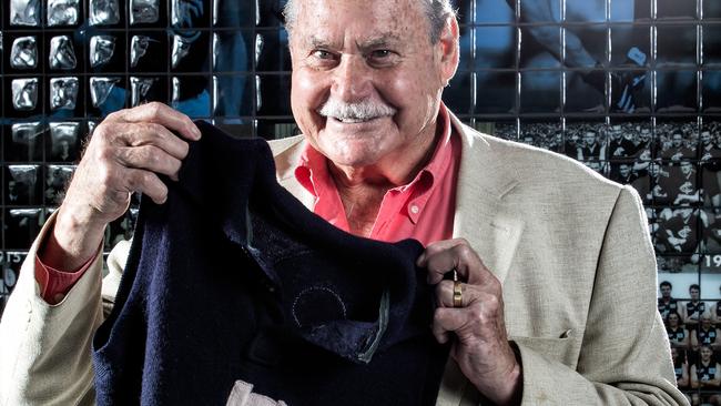 50 year anniversary of the paperwork going through to make Melbourne legend Ron Barassi a Carlton player. It was arguably the biggest footy story of the 20th century as players didn't change clubs back then. To record the event Ron Barassi met with current Carlton player Chris Judd at the club on Friday 6th February, 2015. Picture: Mark Dadswell PHOTO FOR SUNDAY 16TH, THE DAY BEFORE THE ACTUAL ANNIVERSARY, DO NOT USE BEFOREHAND