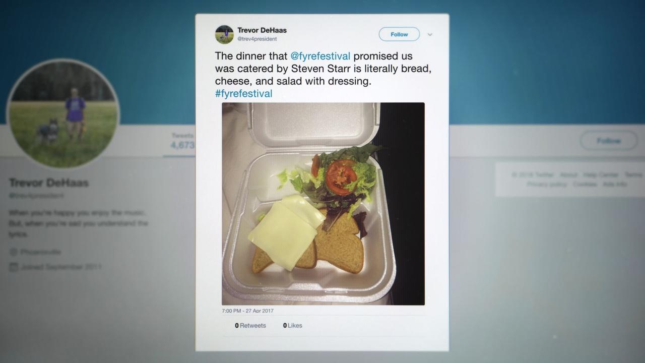 Food at the original Fyre Festival was shocking. Picture: Netflix