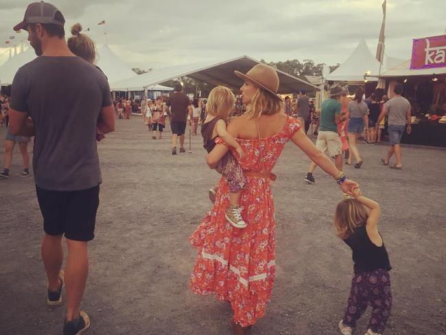 A picture the couple recently posted to Instagram of their family trip to Byron Bay Bluesfest.