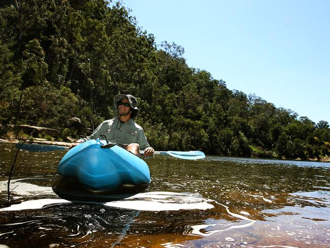 Andy Pedrana enjoys the sunshine and a spot of fishing at Bents Basin.