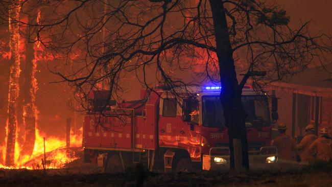 Fire and emergency services just south of the small Gippsland town of Bruthen. Picture: Aaron Francis/The Australian