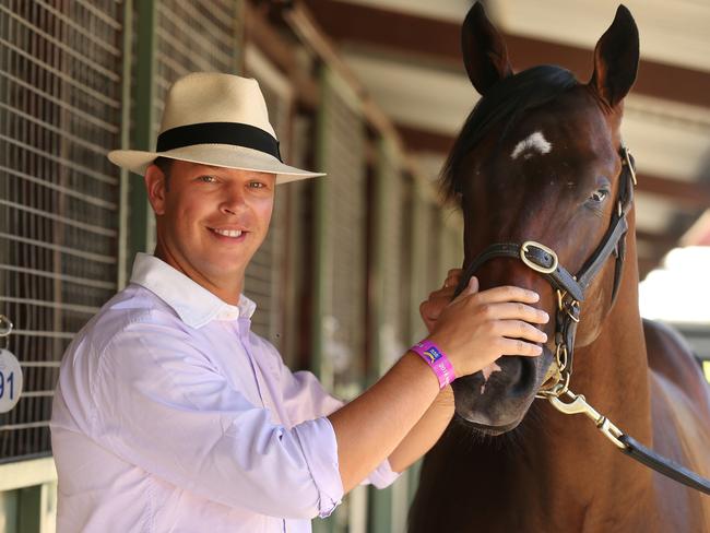 Can pick em: Bloodstock agent James Harron, with a brown colt, for which he paid $900,000 at the Magic Millions horse sales. Picture: Lyndon Mechielsen/The Australian