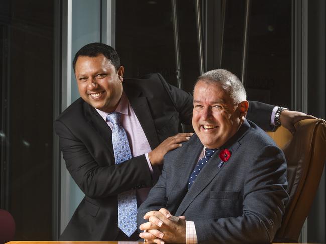 Whittlesea Council deputy mayor Tom Joseph and mayor Lawrie Cox. Picture: Rob Leeson.