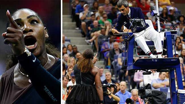 Serena Williams during her second-set meltdown in the final.