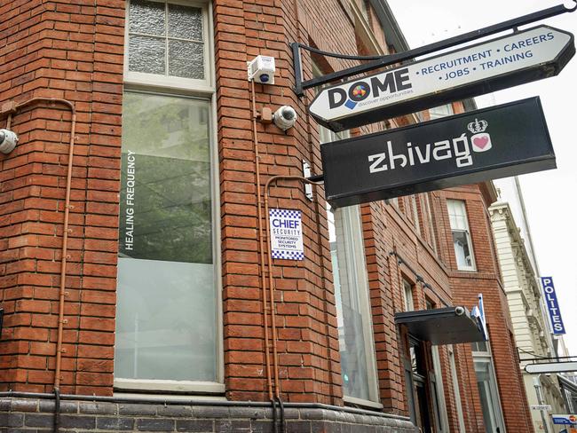 Crows Drugs - Live monitored CCTV in the Adelaide CBD led cops to Adelaide pair Brad Crouch and Tyson Stengle to be busted with drugs . Need pics around the nightclub Zhivago . laneway , Currie street view - pic Mike Burton