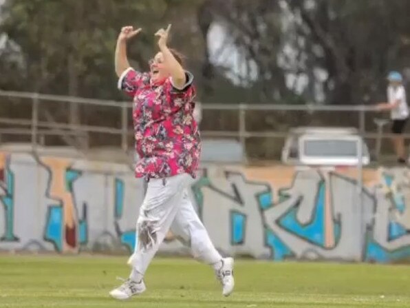 Howzat!!! Southern Spirit women's team were issued a breach notice for wearing the pink Hawaiian shirts in the field. Picture: Supplied