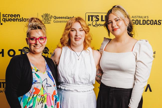 Renee France and Ruby Munn and Tracy Ronlund at the Portable Door screening, HOTA. Picture: Supplied.