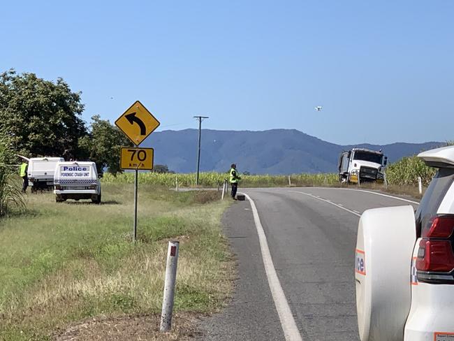 Emergency services raced to the scene of a serious truck-motorcycle crash near Marian on the morning of September 10. Picture: Duncan Evans