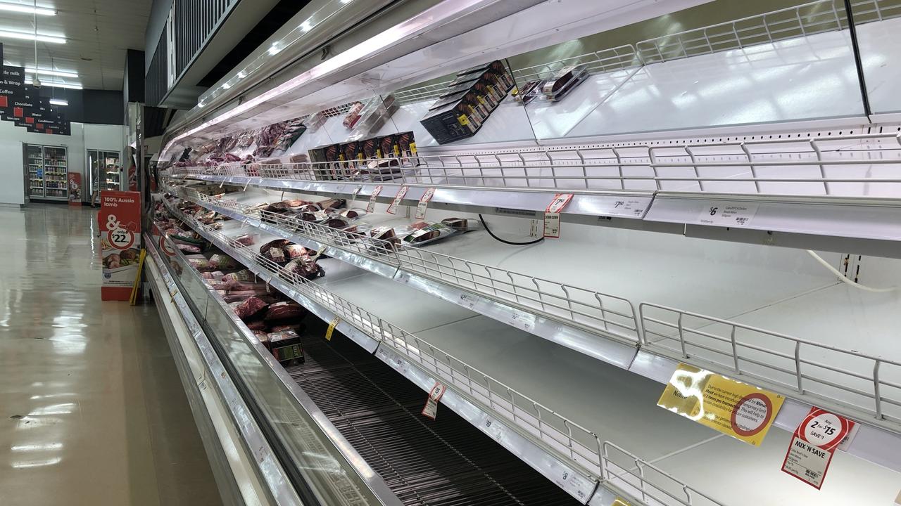 Supply chain issues are leaving shelves empty at the major supermarkets. Picture: Glenn Hampson