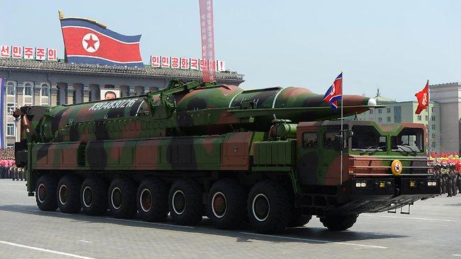 This missile, pictured during a parade in Pyongyang in 2012, was also said to be a Photoshop inclusion.