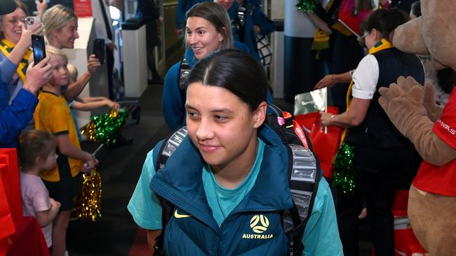 Free kicks: Sam Kerr finds some space up the middle. Picture: Getty Images