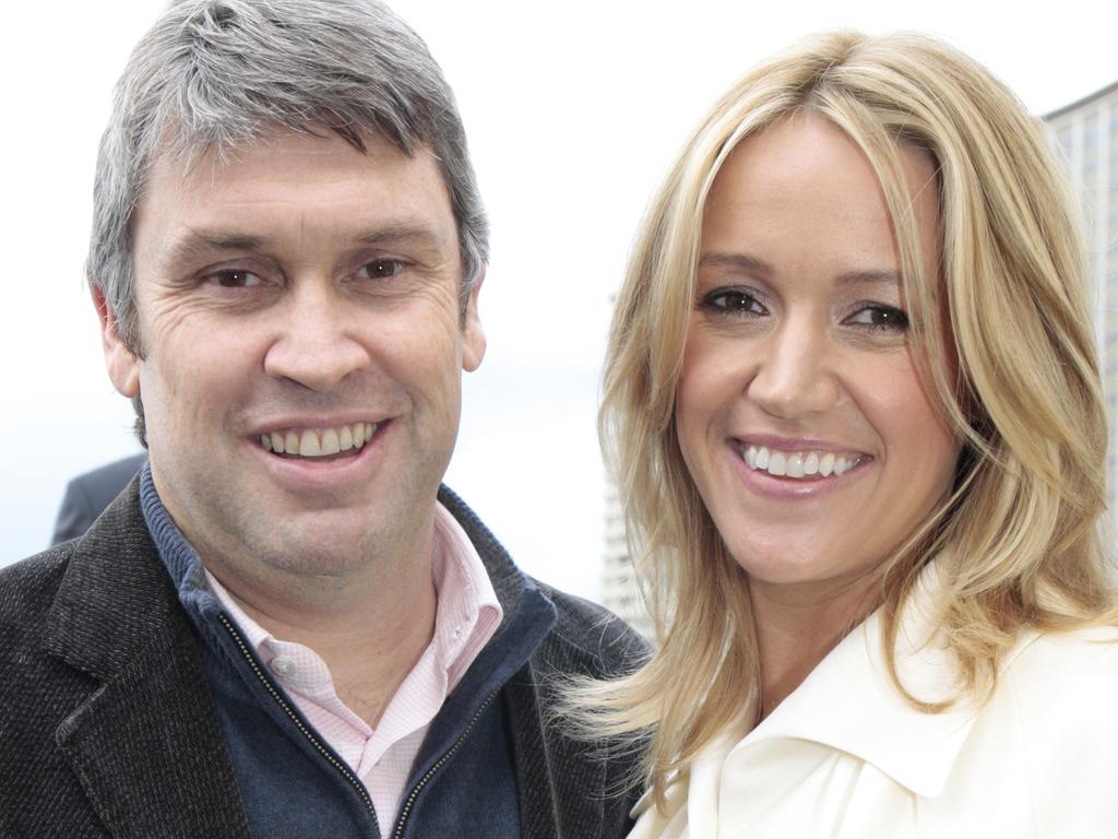 David Gyngell and wife Leila McKinnon who have a home next door to Mr Bouris at Byron Bay. Picture: Damian Shaw