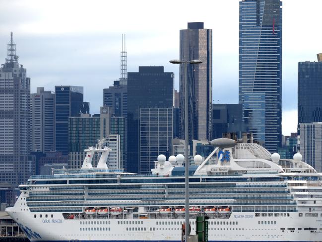 The Coral Princess docked at Station Pier. Picture: Andrew Henshaw