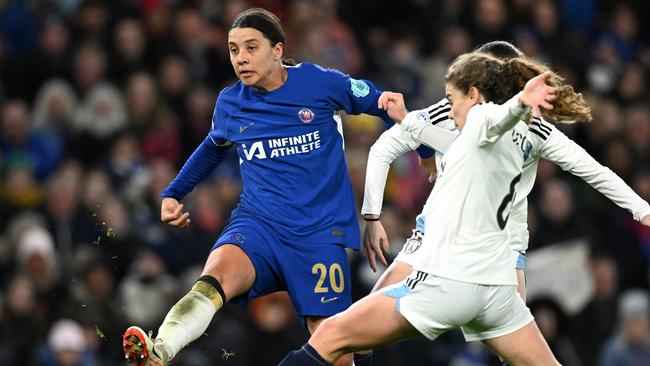 Sam Kerr injured her foot playing for Chelsea. Picture: Justin Setterfield/Getty Images