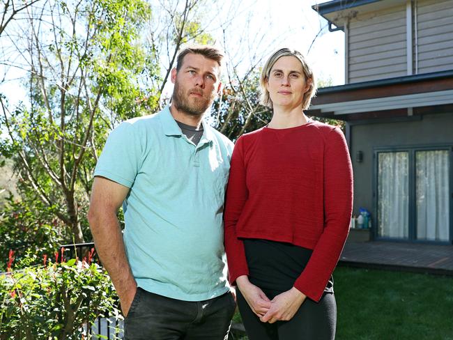 Brodie Donegan and her husband Nick Ball at their Ourimbah home in 2019. Picture: Tim Hunter.