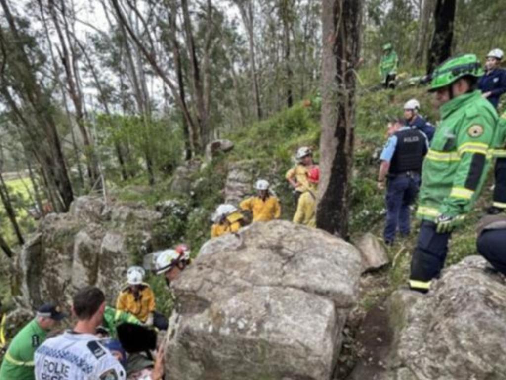 A multidisciplinary team of rescue paramedics was dispatched, facing the daunting task of creating safe access to the woman by removing boulders.