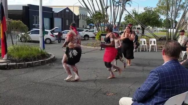 Darumbal Dancers at the NAIDOC 2021 flag raising ceremony in Rockhampton