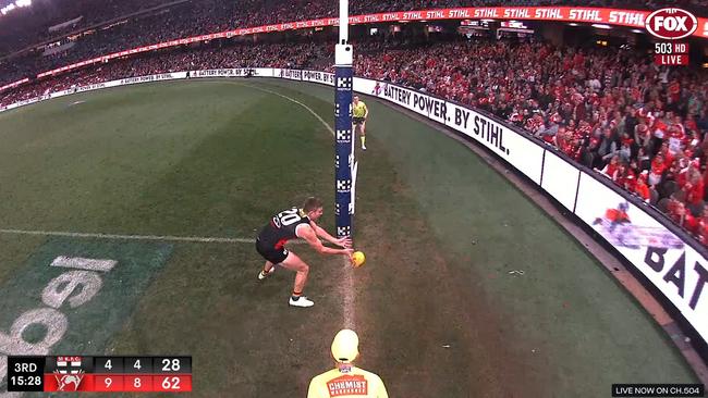 He saved a certain goal. Photo: Fox Footy.