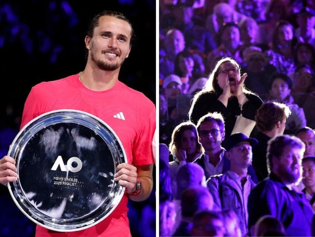 Alex Zverev was heckled by a protester.