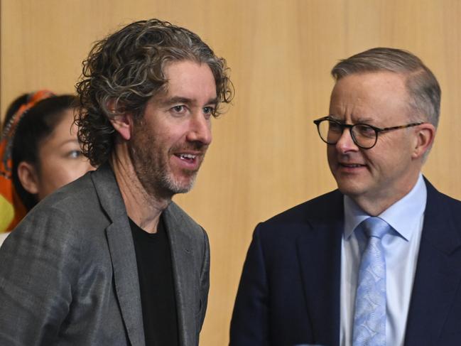 Anthony Albanese – Prime Minister and Scott Farquhar co-CEO of Atlassian at the Jobs and Skills Summit at Parliament House in Canberra. Picture: Martin Ollman/NCA NewsWire