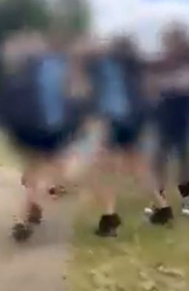 Screenshot from video of Flagstone State Community College students fighting in uniform. Photo – contributed.