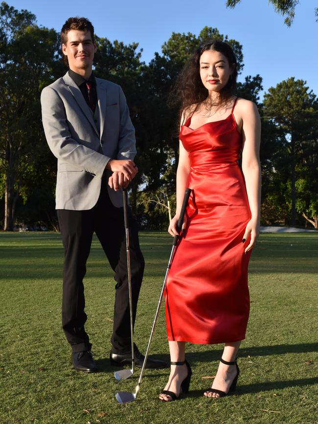Kyrin Allinson and Shaylee Macrae at the Pioneer State High School formal at the Mackay Golf Course on Friday November 20. Picture: Zizi Averill