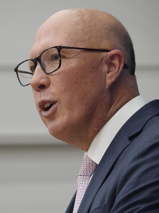 Dutton’s first election campaign rally set out the Coalition’s priorities in getting “Australia back on track” if elected. Picture: NewsWire/Valeriu Campan