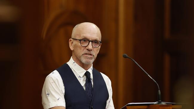 Independent MLC, Michael Gaffney talks during the reading of the Voluntary Assisted Dying Bill at the Tasmanian Legislative Council. Picture: Zak Simmonds