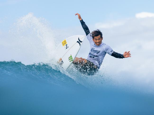 GOLD COAST, QUEENSLAND, AUSTRALIA - APRIL 27: Hiroto Ohhara of Japan surfs in Heat 4 of the Round of 80 at the Bonsoy Gold Coast Pro on April 27, 2024 at Gold Coast, Queensland, Australia. (Photo by Cait Miers/World Surf League)