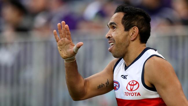 Crows forward Eddie Betts was one of the indigenous players offended by aspects of the Collective Minds program used by Adelaide at its Gold Coast pre-season camp — and club chairman Rob Chapman admits this was “bad” and will not be repeated. Picture: Richard Wainwright