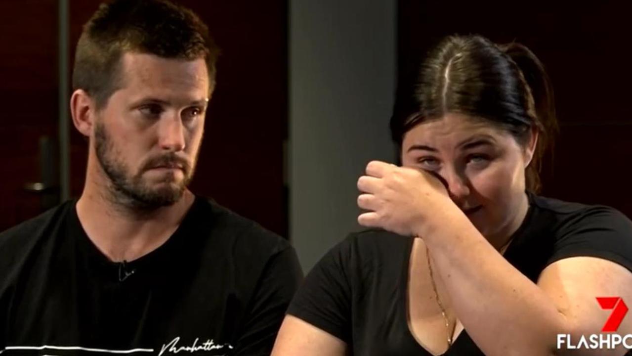 Ellie Smith and Jake Gliddon speak to Channel 7’s Flashpoint about Cleo’s disappearance. Picture: Flashpoint/Channel 7