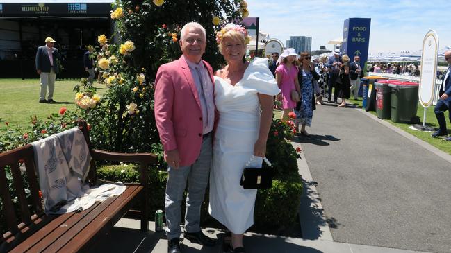 Linda and Gary at the 2024 Crown Oaks Day, held at Flemington Racecourse. Picture: Gemma Scerri